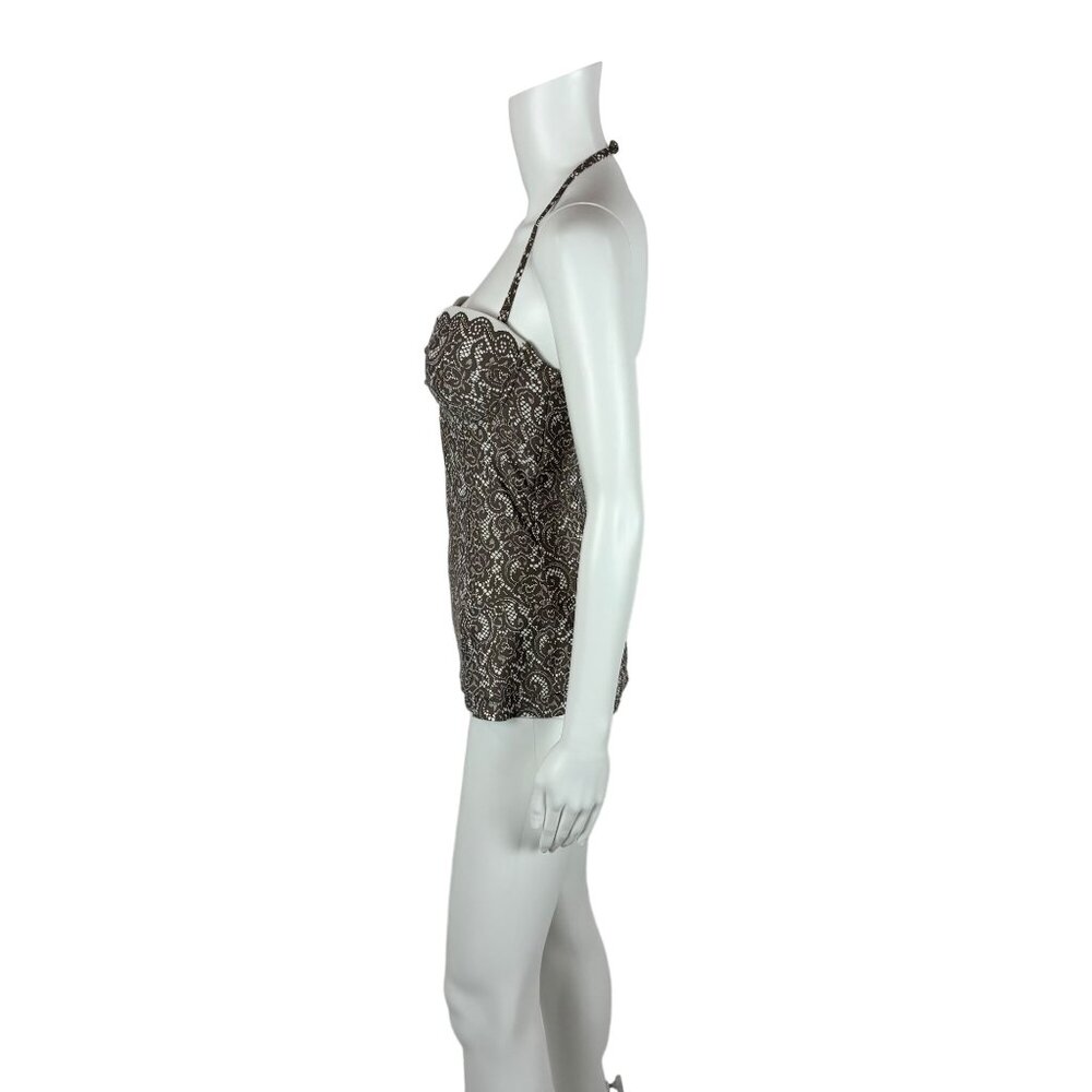 DKNY One Piece Swimsuit Women's Size 10 Brown White Lace Print Retro Pin Up - Picture 7 of 9